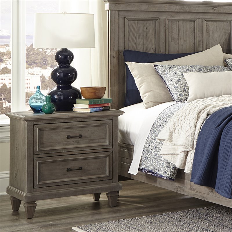 Bowery Hill Modern Wood 2 Drawer Nightstand in Dovetail Gray