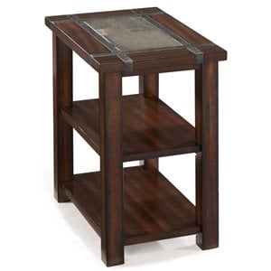 Bowery Hill Modern Wood End Table in Cherry and Slate Finish