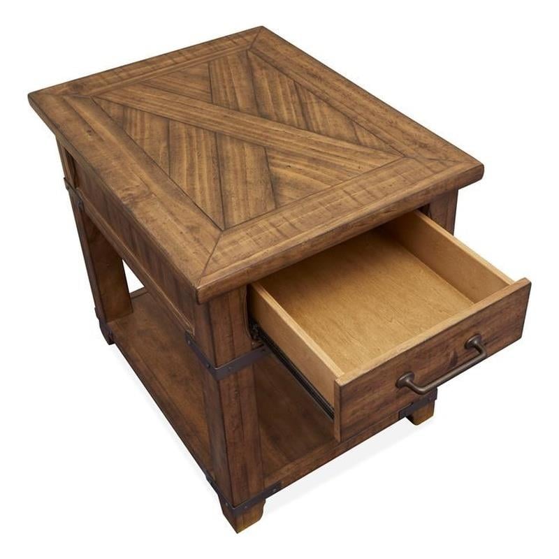 Bowery Hill Farmhouse Wood Brown Finish Rectangular End Table