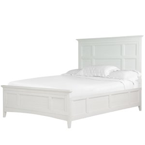 Bowery Hill Wood Relaxed Traditional Soft White King Panel Bed