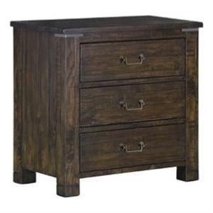 bowery hill wood top 3 drawer nightstand in rustic pine finish
