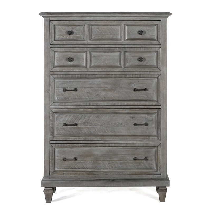 Bowery Hill Modern Wood 5 Drawer Chest in Dovetail Gray Finish