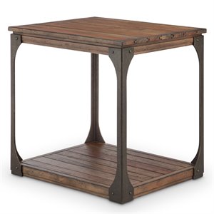 Bowery Hill Modern Wood Industrial End Table in Bourbon Finish