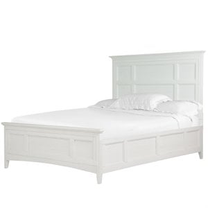 Bowery Hill Wood Relaxed Traditional Soft White Queen Panel Bed