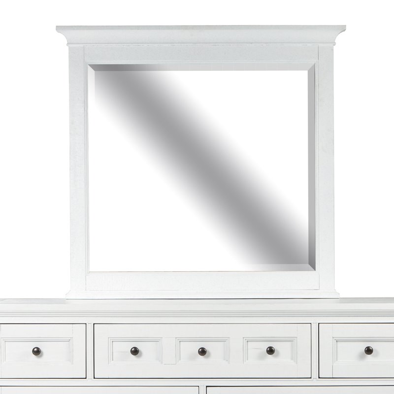 Bowery Hill Wood Relaxed Traditional Soft White Landscape Mirror