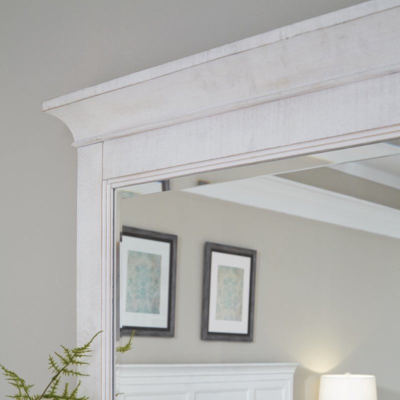 Bowery Hill Wood Relaxed Traditional Soft White Landscape Mirror