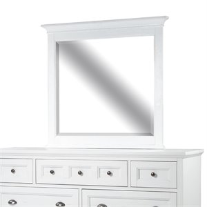 Bowery Hill Wood Relaxed Traditional Soft White Landscape Mirror