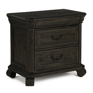 bowery hill wood espresso traditional peppercorn 3 drawer nightstand