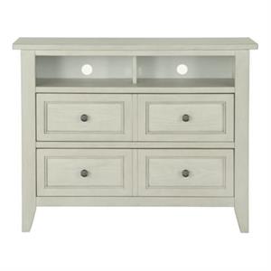 bowery hill modern solid wood 2 drawer media chest in weathered white