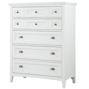 Bowery Hill Modern Wood Relaxed Traditional Soft White 5 Drawer Chest