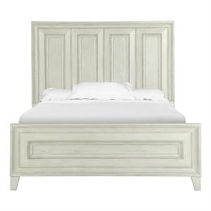Bowery Hill Farmhouse Metal California King Panel Bed in Weathered White