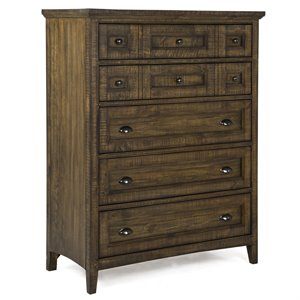 Bowery Hill Modern Wood Relaxed Traditional Toasted Nutmeg 5 Drawer Chest