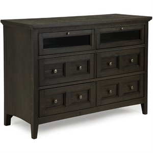 Bowery Hill Modern Wood Espresso Relaxed Traditional Graphite Media Chest