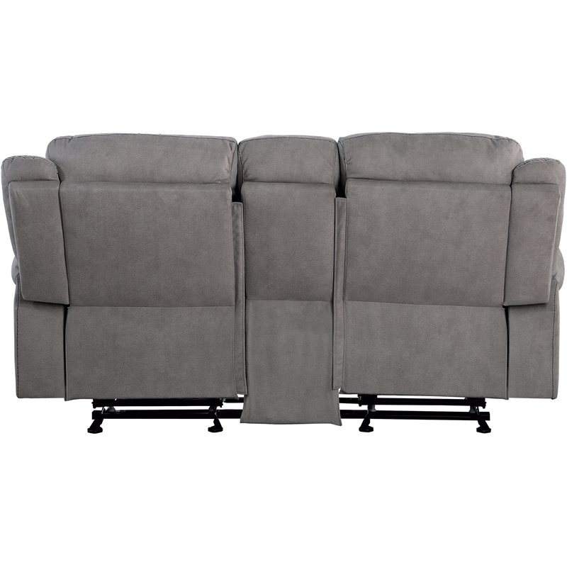 Bowery Hill Reclining Loveseat with USB Dock & Console in 2-Tone Gray Velvet