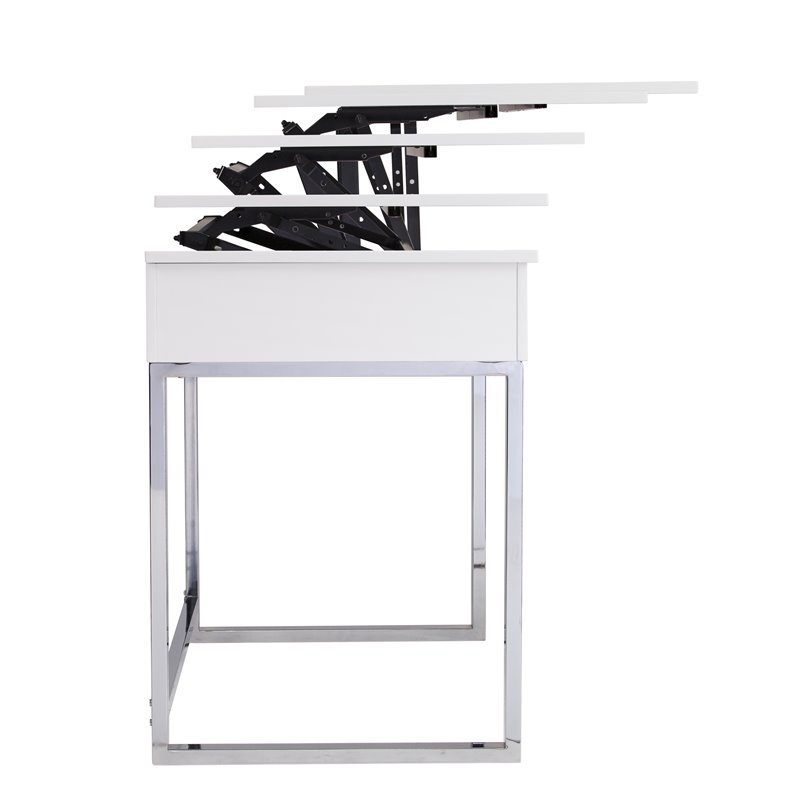 Bowery Hill Modern Wood & Metal Adjustable Height Sit-Stand Desk in White