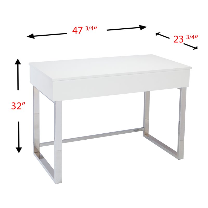 Bowery Hill Modern Wood & Metal Adjustable Height Sit-Stand Desk in White
