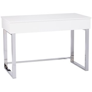 Bowery Hill Modern Wood & Metal Adjustable Height Sit-Stand Desk in White