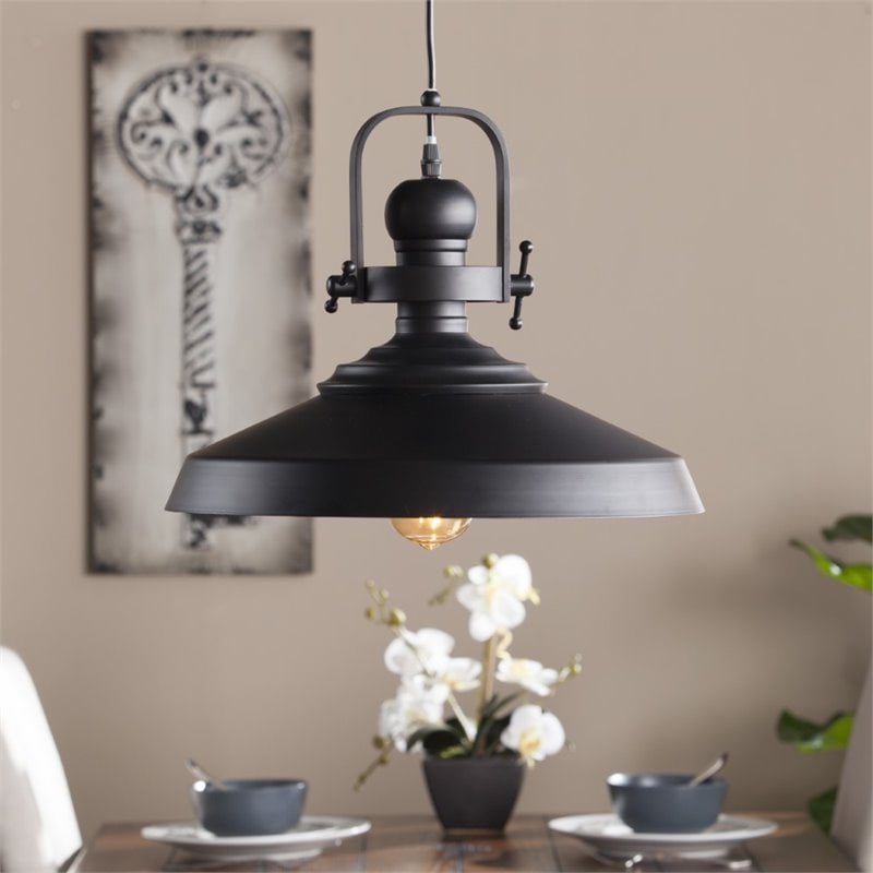 Bowery Hill Modern Industrial Bell Pendant Lamp in Black Finish