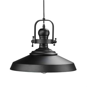 Bowery Hill Modern Industrial Bell Pendant Lamp in Black Finish
