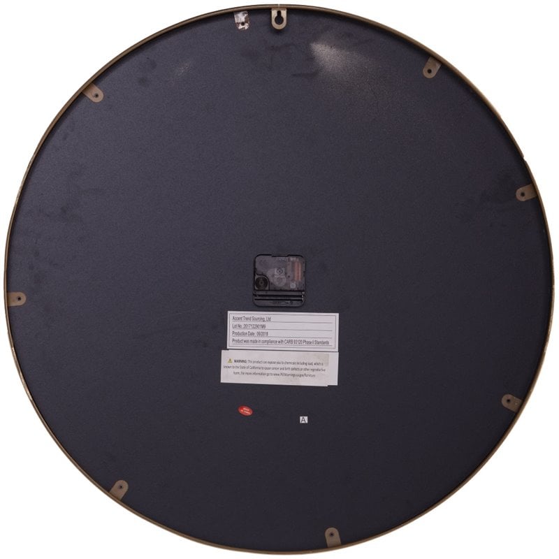 Bowery Hill Modern Engineered Wood Round Gold Frame Wall Clock