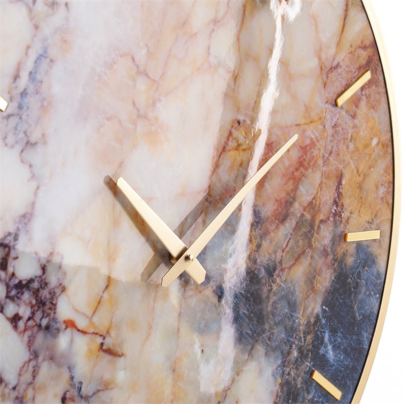 Bowery Hill Modern Engineered Wood Round Gold Frame Wall Clock