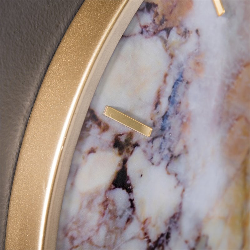 Bowery Hill Modern Engineered Wood Round Gold Frame Wall Clock