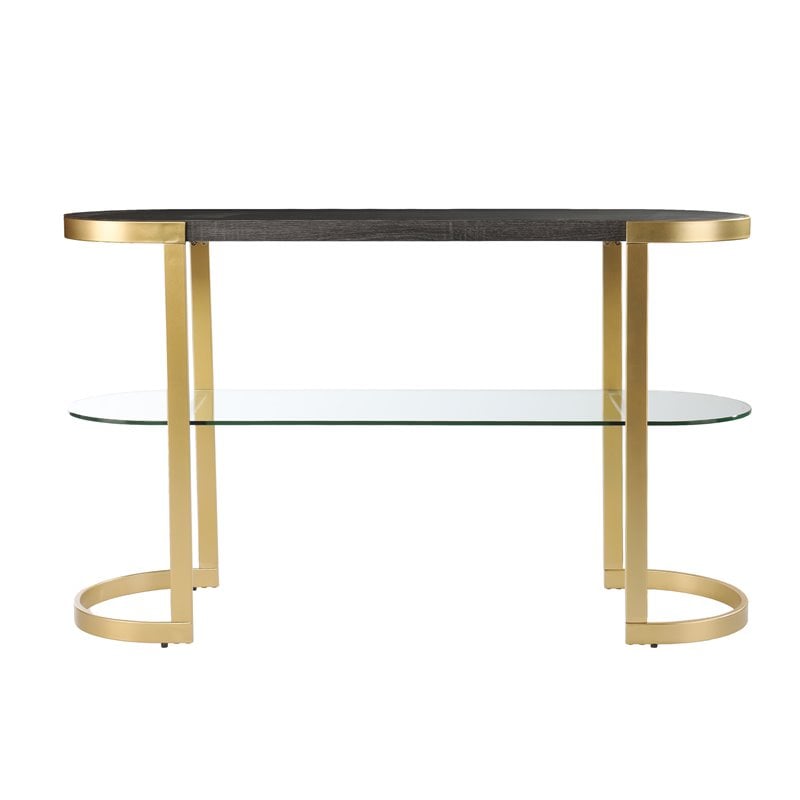 Bowery Hill Contemporary Wood-Metal Console Table in Black-Gold