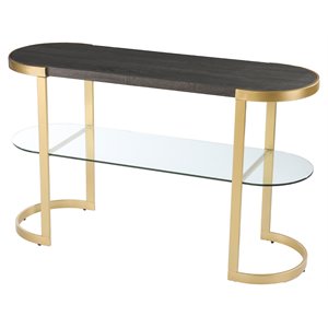bowery hill contemporary wood-metal console table in black-gold