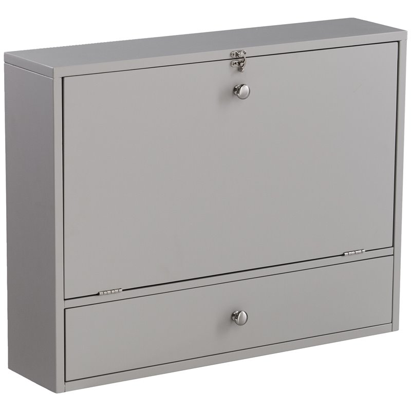 Bowery Hill Modern Wooden Wall Mounted Laptop Desk in Gray Finish