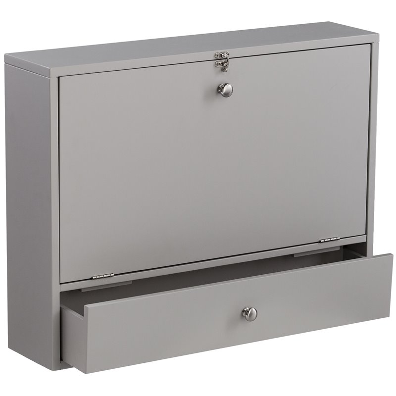 Bowery Hill Modern Wooden Wall Mounted Laptop Desk in Gray Finish