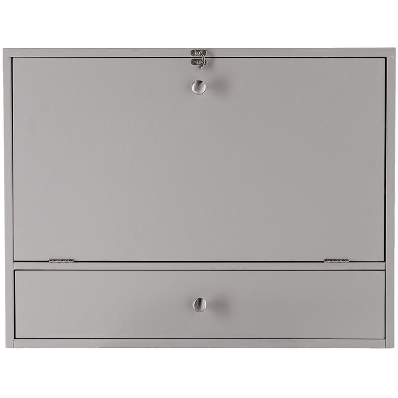 Bowery Hill Modern Wooden Wall Mounted Laptop Desk in Gray Finish