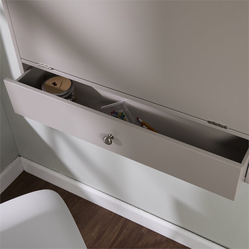 Bowery Hill Modern Wooden Wall Mounted Laptop Desk in Gray Finish