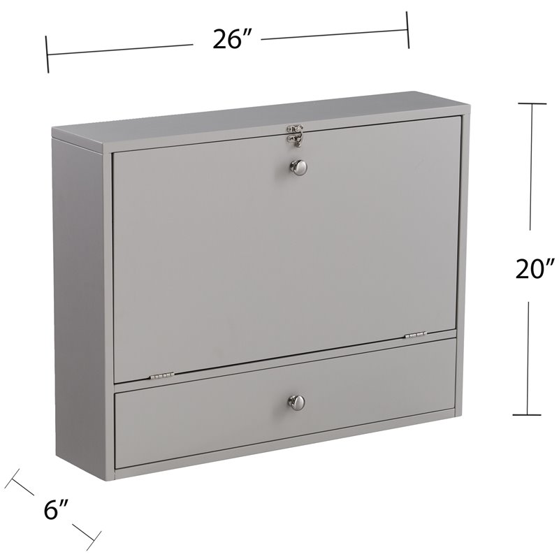 Bowery Hill Modern Wooden Wall Mounted Laptop Desk in Gray Finish