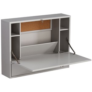 Bowery Hill Modern Wooden Wall Mounted Laptop Desk in Gray Finish