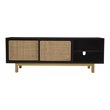 Bowery Hill Modern Sliding Door Media Stand in Brown-Gold-Natural