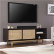 Bowery Hill Modern Sliding Door Media Stand in Brown-Gold-Natural
