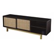 Bowery Hill Modern Sliding Door Media Stand in Brown-Gold-Natural