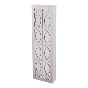 bowery hill modern wall mount jewelry armoire in light gray/ivory
