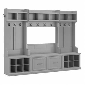Bowery Hill Engineered Wood Full Entryway Storage Set w/ Doors in Cape Cod Gray