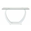 Bowery Hill Contemporary Glass Sofa Console Table with White Base