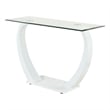 Bowery Hill Contemporary Glass Sofa Console Table with White Base