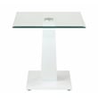 Bowery Hill Contemporary Glass End Table with Glossy White Base