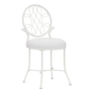 Bowery Hill Traditional 33.25&quotH Metal Vanity Stool in White Finish