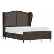 Bowery Hill Transitional Wood Queen Bed with Wing Back in Bronze