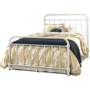 Bowery Hill Metal White Panel Bed Classic Rounded Square Design 50.5&quot x 55&quot x 76.75&quot