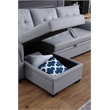 Bowery Hill Gray Vegan Faux Leather Reversible Sleeper Sofa with Storage Chaise