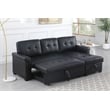 Bowery Hill Black Vegan Faux Leather Reversible Sleeper Sofa with Storage Chaise