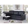 Bowery Hill Black Vegan Faux Leather Reversible Sleeper Sofa with Storage Chaise