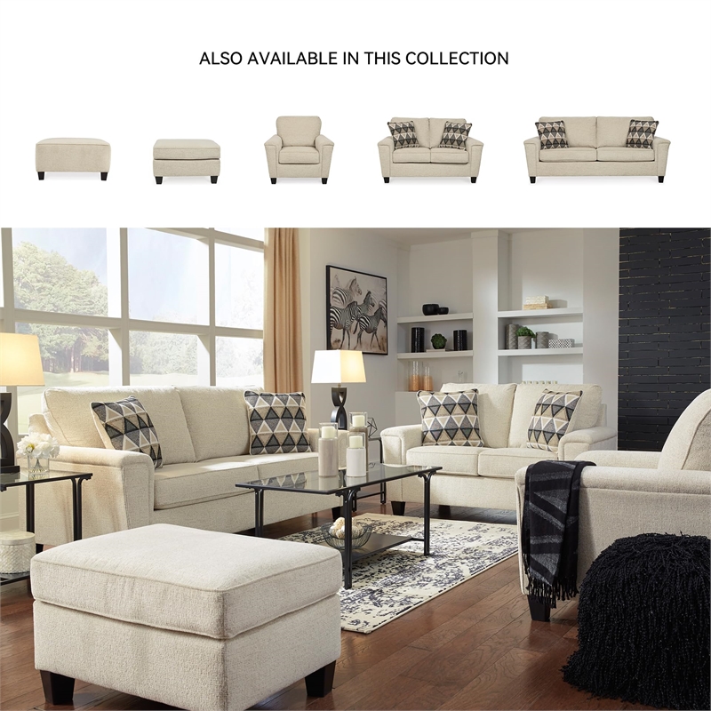 Bowery Hill Modern / Contemporary Fabric Beige Finish Ottoman