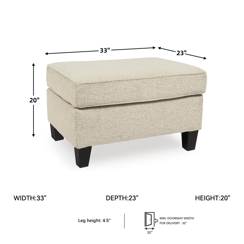 Bowery Hill Modern / Contemporary Fabric Beige Finish Ottoman